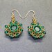 Cercei handmade verzi cu cristale Preciosa, Swarovski eleganti, unicat